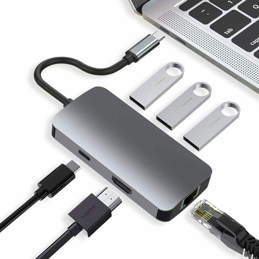 6-in-1 USB C Hub: 4k@30Hz HDMI, Gb Ethernet, 3 USB 3.0, PD 87W $26.25 ...