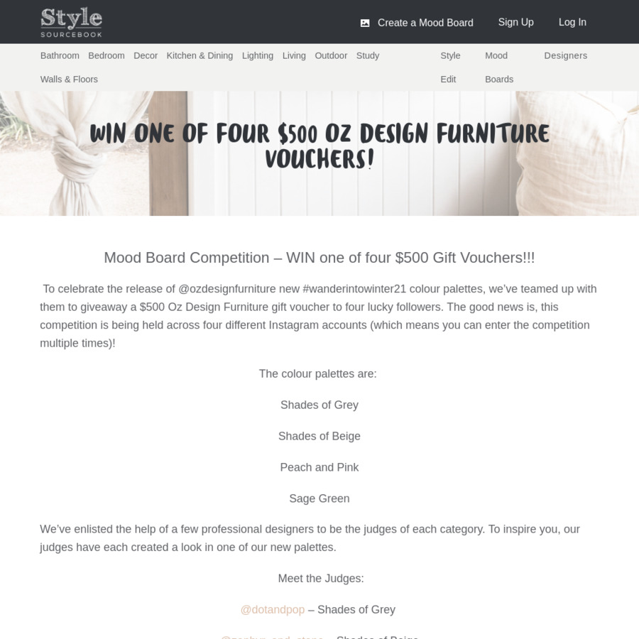 Win 1 of 4 500 Oz Design Furniture Gift Vouchers promoted by Style