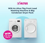 Win an Altus 7kg Front Load Washing Machine & 8kg Condenser Dryer Worth $1,098 from Appliances Online
