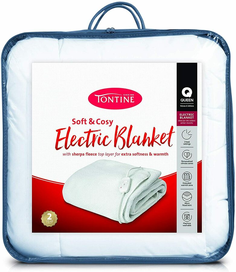 Tontine Soft & Cosy Sherpa Fleece Electric Blanket Double 59, Queen