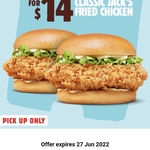 Two Classic Jack's Fried Chicken Burgers for $14 @ Hungry Jack's via App