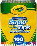 CRAYOLA Washable SuperTips Markers, 100 Colours $22.40, 64 Crayon Box $5.16 (OOS) + Del ($0 with Prime/ $39 Spend) @ Amazon AU