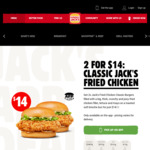 Two Classic Jack's Fried Chicken Burgers for $14 Pickup @ Hungry Jack's via App