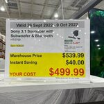 Sony HT-G700 3.1 Soundbar with Subwoofer & Bluetooth $499.99 in-Store Only @ Costco (Membership Required)