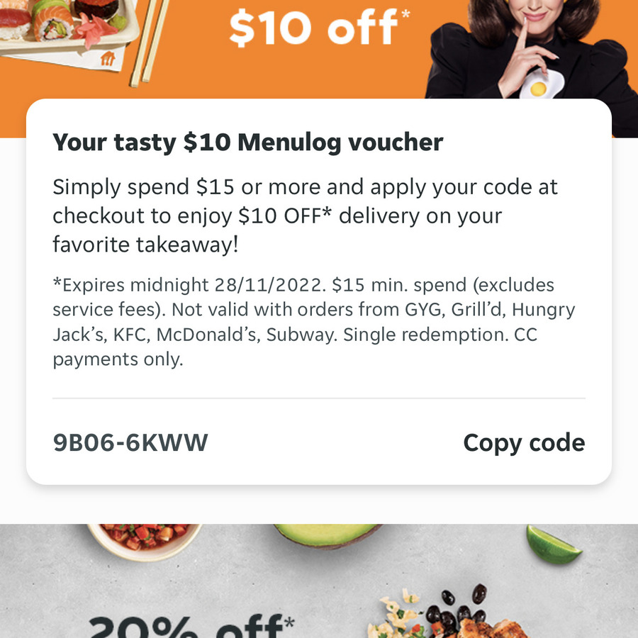 DEAL: Subway - $10 Voucher with $30+ Spend via Menulog