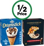 Connoisseur Ice Cream Sticks 360-400ml Pk 4-6 or Peters Drumstick 475-490ml Pk 4-6 - $4.75 Each @ Woolworths