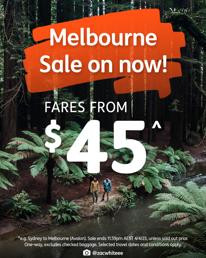 Jetstar Sale Flights to/from Melbourne from 45 One Way Jetstar