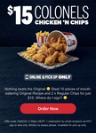 10x Original Recipe & 2x Regular Chips for $15 @ KFC