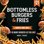 Bottomless Burgers and Fries $21 Dine-in Mondays to Thursdays @ Lone Star Rib House (Participating Locations)