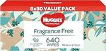 HUGGIES Baby Wipes Fragrance Free 640 Pack (8x 80 Pack) $18.20 ($15.47 S&S) + Delivery ($0 with Prime / $59 Spend) @ Amazon AU