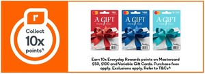 10x Everyday Rewards Points on Vanilla Mastercard Gift Cards ($5.95/$7.95 Purchase Fees Apply) @ Woolworths (In-Store Only)