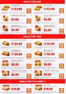 Hungry jack's deals menu prices