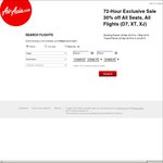 AirAsiaX 72 Hour Sale 30% off - Travel Period Now until 9 July 2015