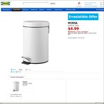 White Pedal Bin $4.99 @ Ikea (Eastern State Stores) 12/6 -14/6