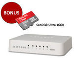 NetGear GS205 5 Port Unmanaged Gigabit Switch + 16GB SanDisk MicroSD $22.40 @ PC Byte eBay