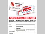 $5 Coles Gift Card with purchase of Colgate Sensitive Pro-Relief 110g