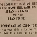 2 x Steersman 330ml 24 pack Varieties for $50 @ Woolworths/BWS 
