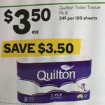½ Price Quilton Toilet Tissue 8pk $3.50 (Save $3.50) @ Woolworths