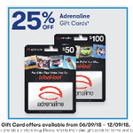 25% off Adrenaline Gift Cards, 20% off Restaurant Choice, Spa Finder and The Movie Card Gift Cards @ Big W