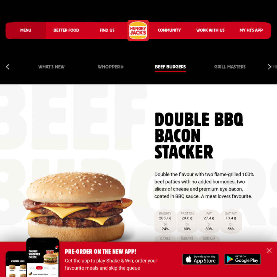 [Hack] Double BBQ Bacon Stacker $5.50 (Originally $7.00) @ Hungry Jacks ...