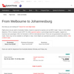 Melbourne or Sydney to Johannesburg, South Africa Return from $1099 (18 Jan - 20 Mar, 20 Apr - 15 Jun 2020) @ Qantas