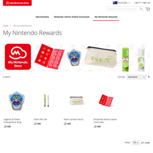 Physical Rewards for Platinum Coins - Switch Game Case, Zelda Phone Ring, Yoshi Pens/Canvas Pouch + $7.95 Post @ MyNintendoStore