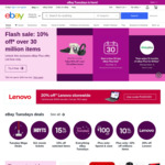 [eBay Plus] Flash Sale: 10% off Over 30 Million Items (Min Spend $30, Max Discount $300) @ eBay