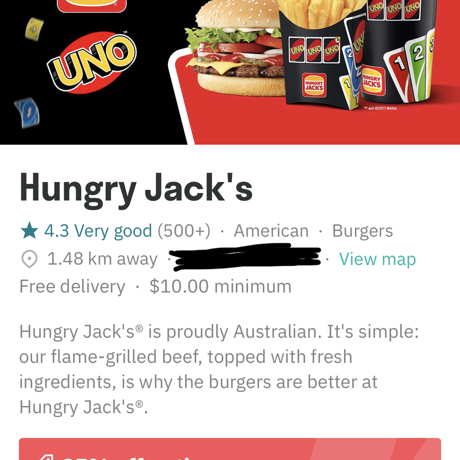 25 Off With 10 Spend At Hungry Jacks Delivery Free Delivery To VIC   629117x 