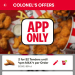 [ACT] 2 Original Tenders $2 (until 4pm, Max 4 Per Order) @ KFC via App