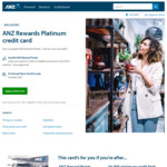 ANZ Rewards Platinum Credit Card: 50,000 ANZ Reward Points on $1500 Spend within 3 Months ($0 Annual Fee First Year, Save $95)