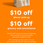 $5 off $15 Pick-up, $10 off $30 Pick-up, $10 off $30 Grocery/Convenience (+ Targeted $15 off $20, $7 off $15 Spend) @ Menulog