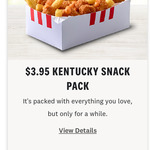 Kentucky Snack Pack $3.95 @ KFC (Online & Pickup Only)