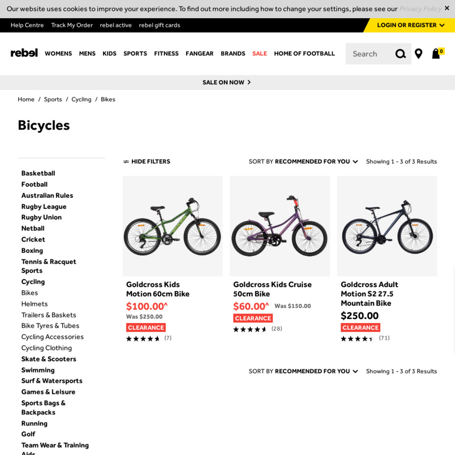 Clearance bikes from 60 skateboards from 20 boxing bags from 49 