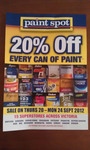 Paint Spot - 20% off Every Can of Paint (VIC)