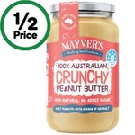 ½ Price Mayver’s Peanut Butter Varieties (375g) $2.90 @ Woolworths