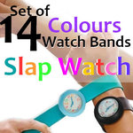 Set of 14 Colours Slap Watch Bands + Two Watch Faces Only $9 Delivered