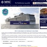 MSC Cruises from $295 for 7 Nights (National Cruise Week  2-9 Sep)