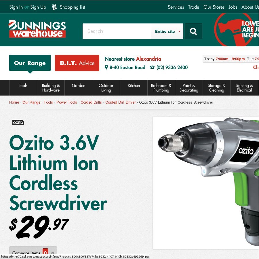 Ozito 3.6 online v screwdriver