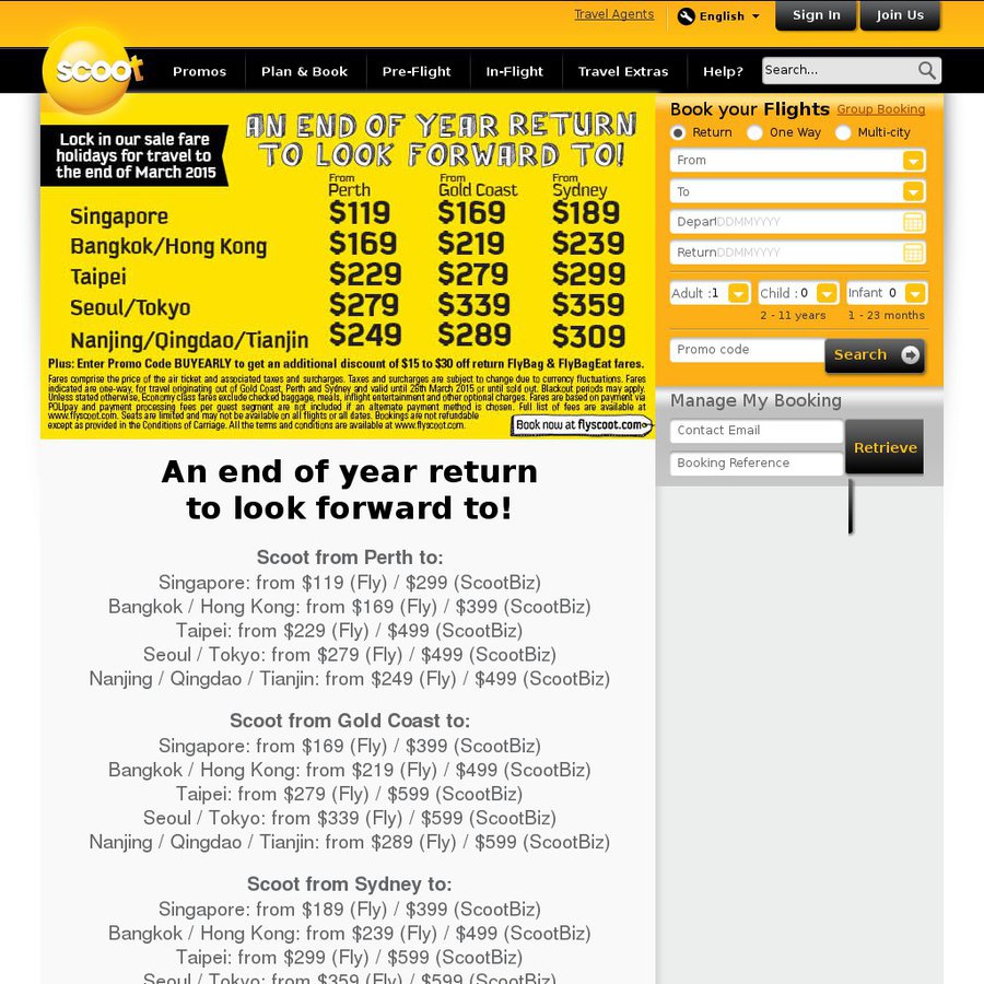 Fly Scoot $15 to $30 Discount off Return Fare of Flybag/FlyBagEat ...