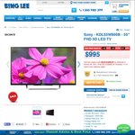 Sony KDL55W800B 55" FHD 3D LED TV $945, Samsung UA60H6400AW 60" FHD 3D LED TV $1,328 @ Bing Lee