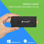 Meegopad 32GB Quad-Core Atom Z3735F Dual Boot Windows8/Android4 Stick USD $67.24 @ Ali Express