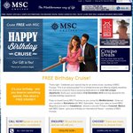 MSC Cruises – Cruise Free on Your Birthday (Plus Port Charges) on Selected 2016-2017 Cruises