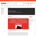 Myer One - Triple Myerone Shopping Credits for 2 Days, Online and in-Store