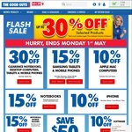 The Good Guys Flash Sale - 30% off Clearance Computers & Mobiles, 15% off Samsung Phones $50 off iPad $500 or More