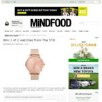 Win 1 of 2 The 5th Watches Worth $179 from MiNDFOOD