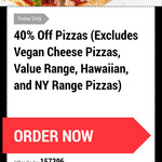 40% off Premium/Traditional Pizzas @ Domino's (Today Only)