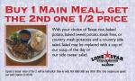 Lone Star - Buy 1 Main meal, get the 2nd one half price