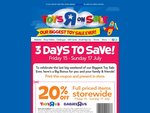 Toys'R'us 20% off storewide on full priced items - present coupon