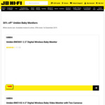 30% off Uniden Baby Monitors (e.g. BW3102 Video Monitor with 2x Cameras $173.60) @ JB Hi-Fi