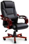 Sherman Executive PU Leather & Wood Office Chair $138 Delivered @ Shopping Joey